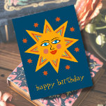 Cheerful Sun HAPPY BIRTHDAY CUSTOM  Postcard<br><div class="desc">Add your own text to the front and back,  or change the colours. Take a look at my shop for more!</div>