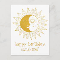 Cheerful Sun & Moon HAPPY BIRTHDAY CUSTOM Gold