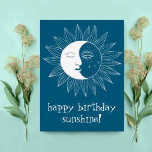 Cheerful Sun & Moon HAPPY BIRTHDAY CUSTOM Postcard