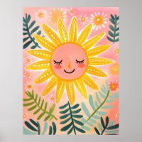 Cheerful Sun Nursery Wall Art Poster