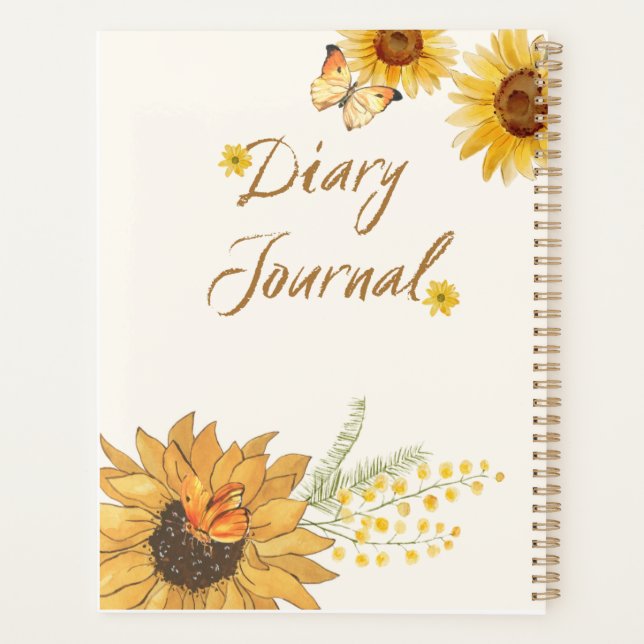 Cheerful Sunflower & Butterfly Sunshine Aesthetic Planner (Back)