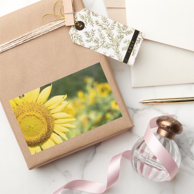 Cheerful Sunflower  Rectangular Sticker (Gifting)