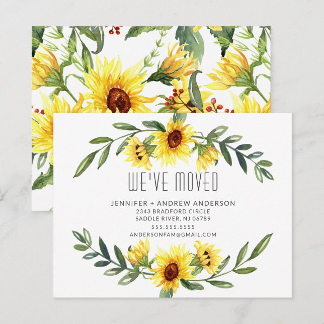 Cheerful Sunflowers Moving Announcement (Front/Back)