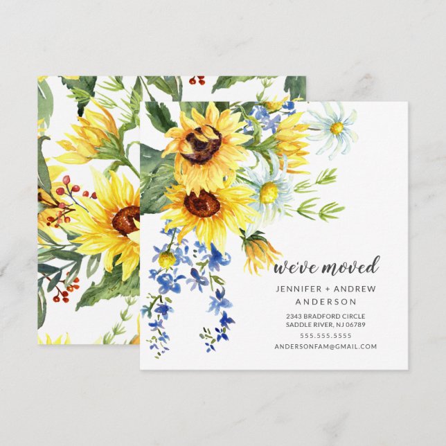 Cheerful Sunflowers Moving Announcement (Front/Back)