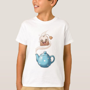 Cheerful Teabag and Polka Dot Teapot Kids T-Shirt
