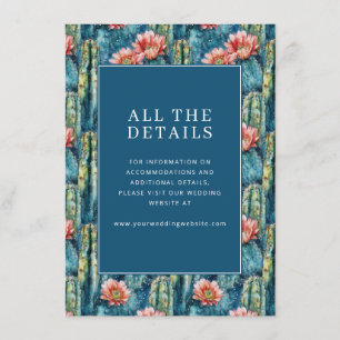 Cheerful Teal Cactus Floral Illustration Enclosure Card