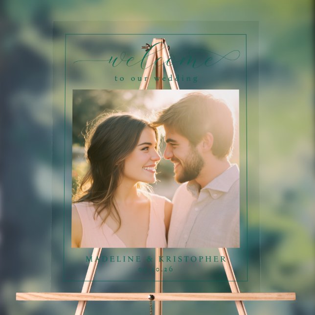 Cheerful Teal Modern Photo Acrylic Sign (Neutral)