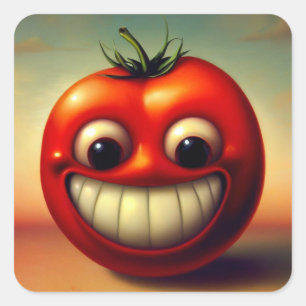 Cheerful Tomato Square Sticker