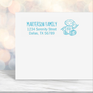 Cheerful Toy Robot Family Address Self-inking Stamp