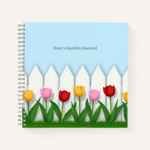 Cheerful Tulip Flower Garden Customisable Notebook
