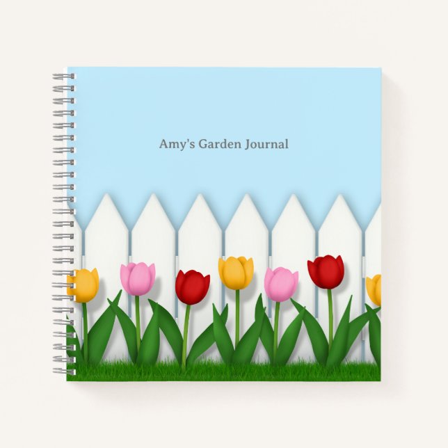 Cheerful Tulip Flower Garden Customisable Notebook (Front)
