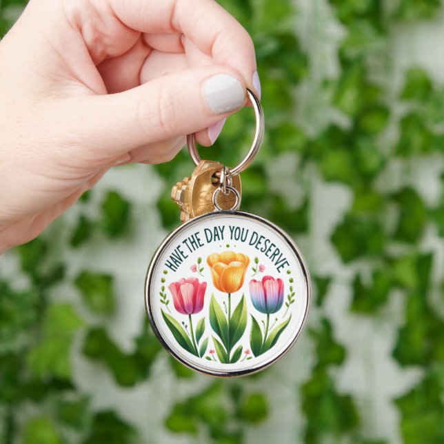 Cheerful Tulip - Inspirational Floral  Key Ring (Hand)