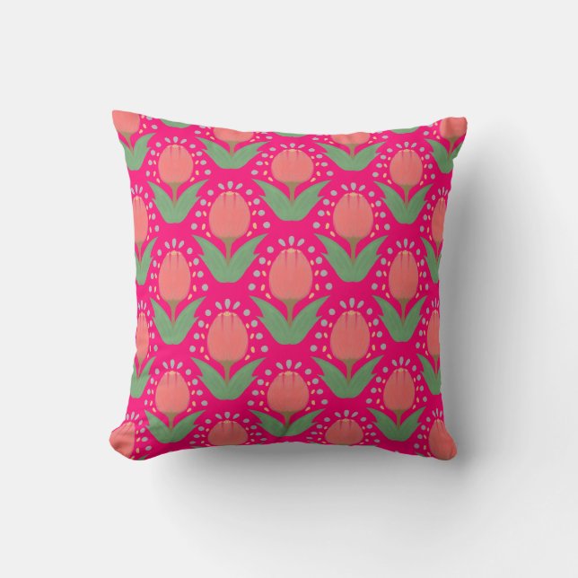 Cheerful Tulips Throw Pillow (Front)