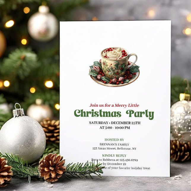 Cheerful Victorian Christmas cocoa party invite (Cheerful Victorian Christmas angel party invite

)