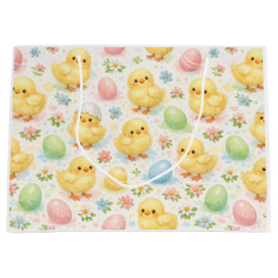 Cheerful Watercolor Chick & Egg Easter Gift Bag
