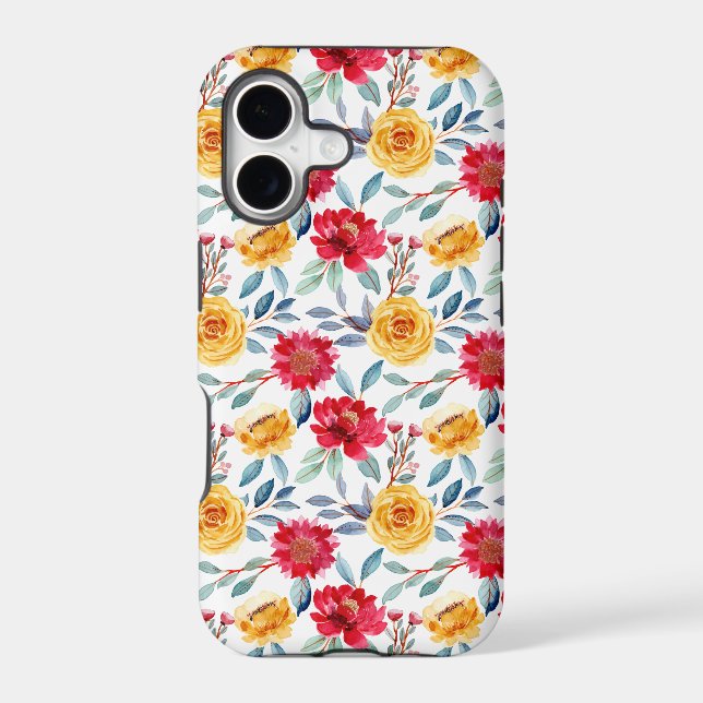 Cheerful Watercolor Floral Pattern in Yellow Rose (Back)