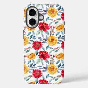Cheerful Watercolor Floral Pattern in Yellow Rose iPhone 16 Case