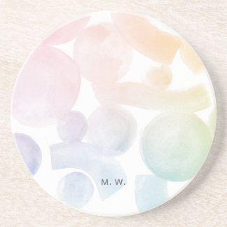 Cheerful Watercolor Pattern Coaster with Initials