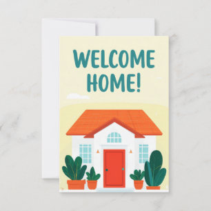 Cheerful Welcome Home Card Design with Stylised