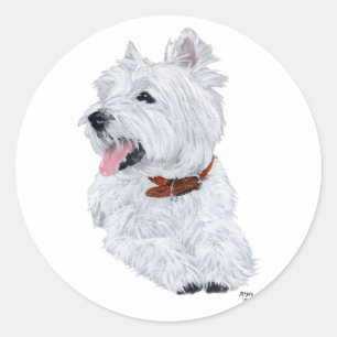 Cheerful West Highland White Terrier Classic Round Sticker