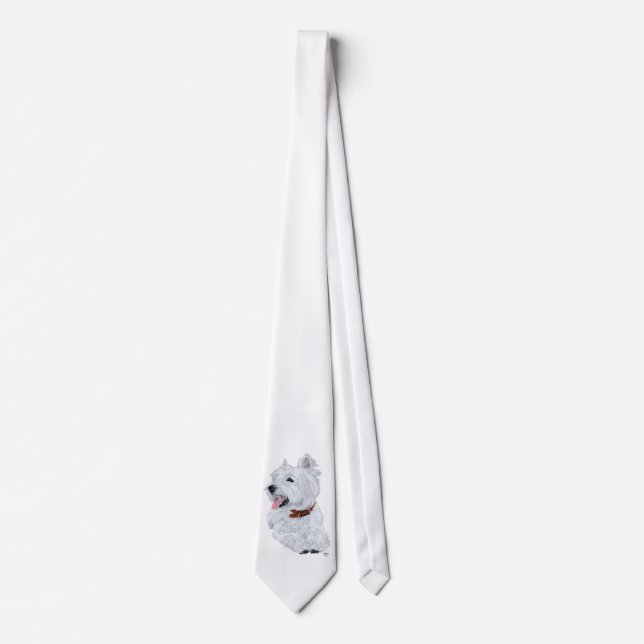 Cheerful West Highland White Terrier Tie (Front)