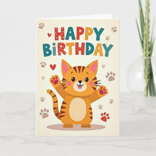 Cheerful Whimsical Cat Card