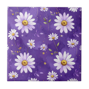 Cheerful White Daisies with Golden Yellow Centres Tile