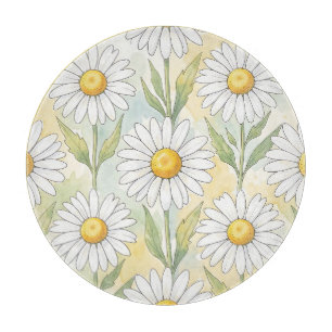 Cheerful White Daisy Floral Pattern Cutting Board