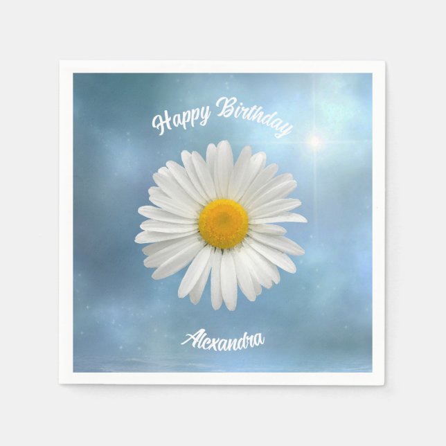 Cheerful White Daisy Napkin (Front)