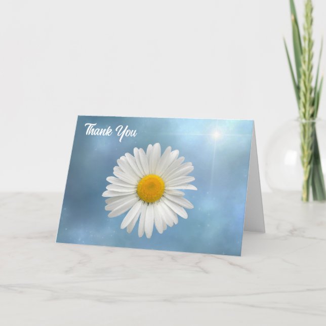 Cheerful White Daisy Thank You Card (Front)