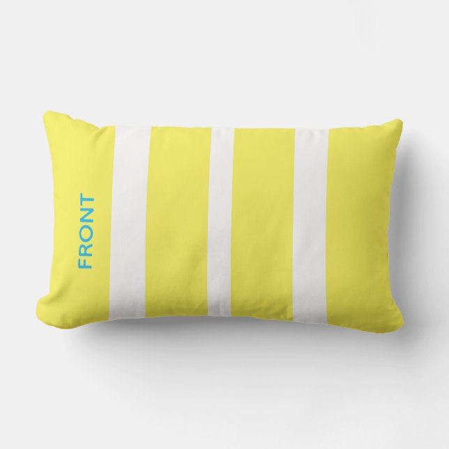 Cheerful Yellow and White Stripe Outdoor Lumbar Cushion (Front)