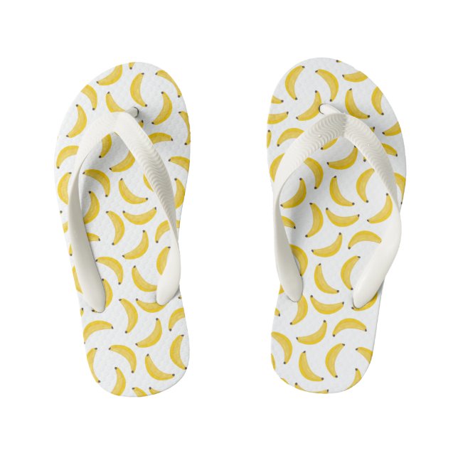 Cheerful Yellow Banana Pattern Fruit Bananas Kid's Jandals (Footbed)