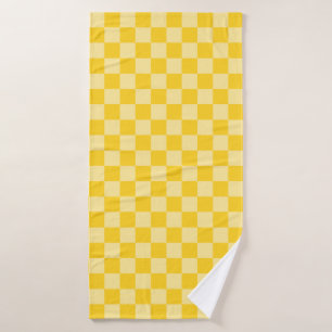 Cheerful Yellow Chequered Pattern Bath Towel Set