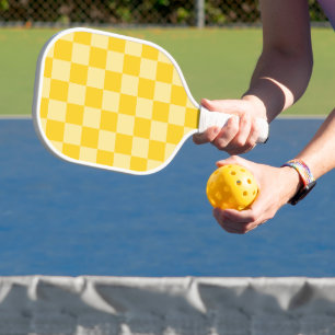 Cheerful Yellow Chequered Pattern Pickleball Paddle