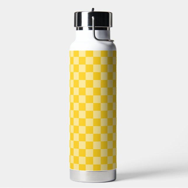 Cheerful Yellow Chequered Pattern Water Bottle (Left)
