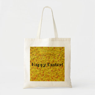 Cheerful Yellow Chicks "Happy Easter" Tote Bag