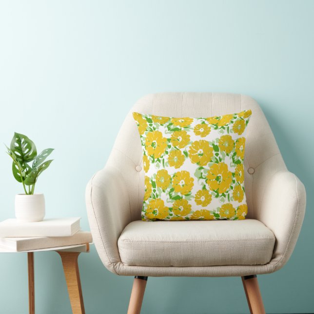 Cheerful Yellow Floral Cushion (Chair)