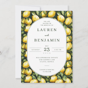 Cheerful Yellow Lemon Botanical Border Invitation