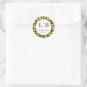 Cheerful Yellow Lemon Illustration Classic Round Sticker