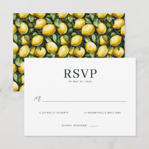 Cheerful Yellow Lemon Illustration RSVP Card