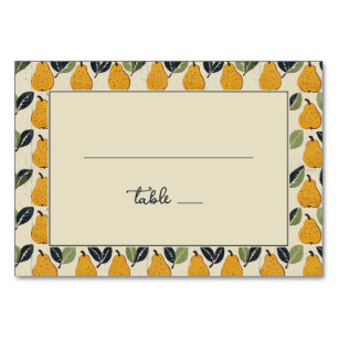 Cheerful Yellow Pear Border Table Number