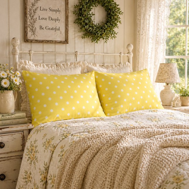 Cheerful Yellow Polka Dots Pillowcase (Creator Uploaded)