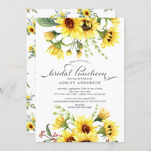 Cheerful Yellow Sunflower Bridal Luncheon Invitation