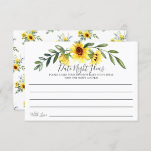 Cheerful Yellow Sunflower Date Night Ideas Card