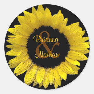 Cheerful Yellow Sunflower Wedding Sticker