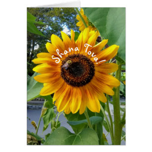 Cheerful Yellow Sunflower with Rosh Hashanah Card