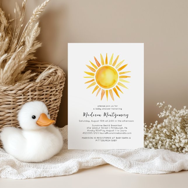 Cheerful Yellow Sunshine Gingham Baby Shower  Invitation (Creator Uploaded)