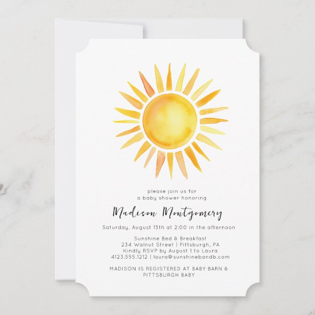 Cheerful Yellow Sunshine Gingham Baby Shower  Invitation (Front)