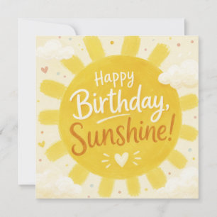 Cheerful Yellow Sunshine Happy Birthday Card