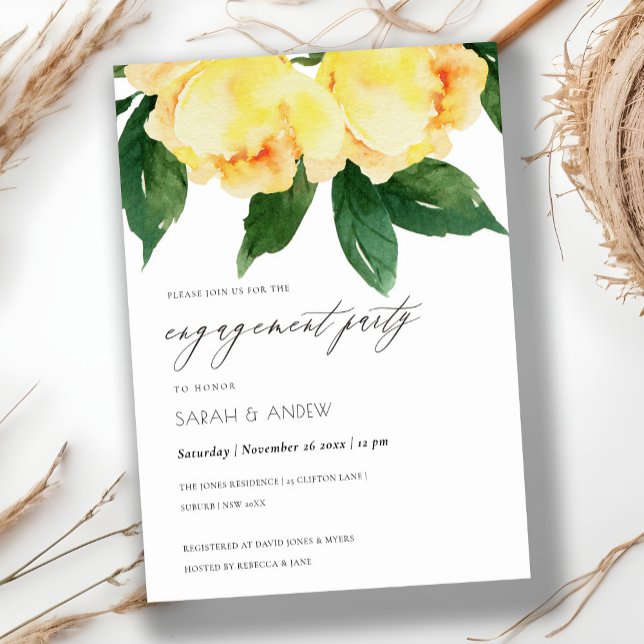 CHEERFUL YELLOW WATERCOLOUR FLORAL ENGAGEMENT INVITATION (Creator Uploaded)